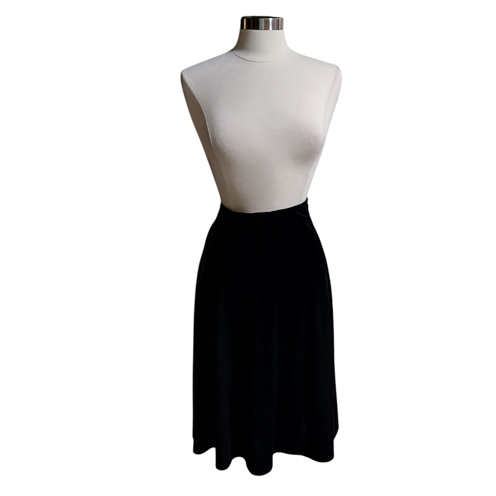 LANDS' END | Black Velvet Stretch Midi A Line Skirt Size 0X